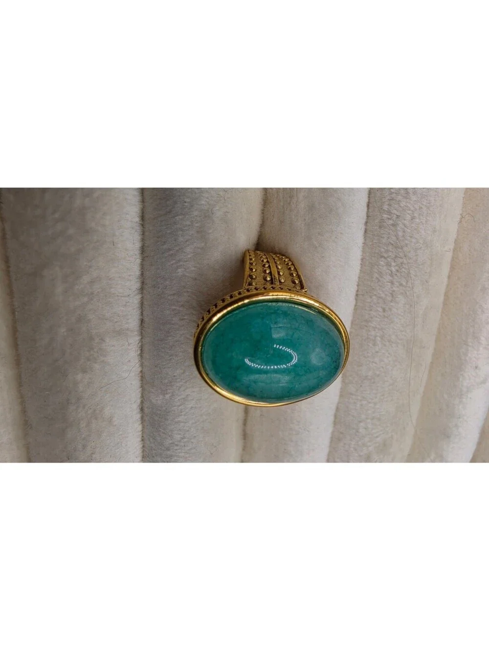 Gold Tone Amazonite Stone Ring Size 7